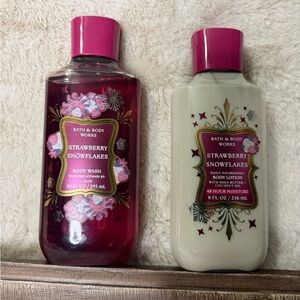 Bath & Body Works Strawberry Snowflakes Body Wash and Lotion